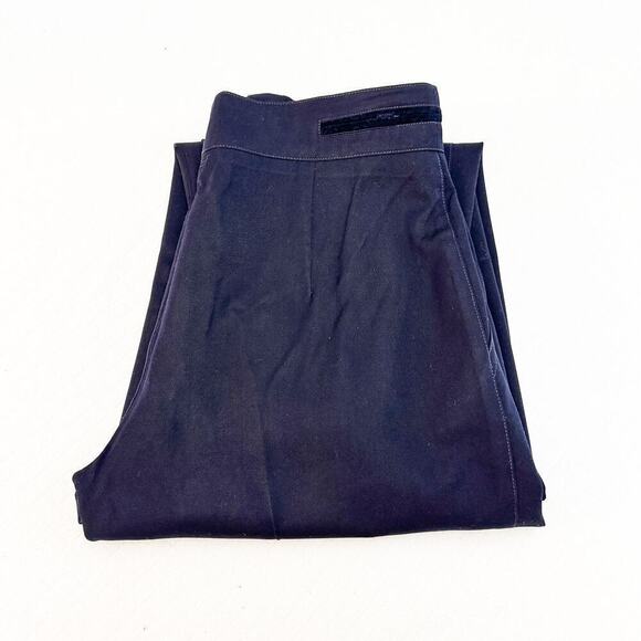 Laurel Navy Blue Pleated Gold Button High Waist Pants Wool/Silk Size 42 - Picture 1 of 9